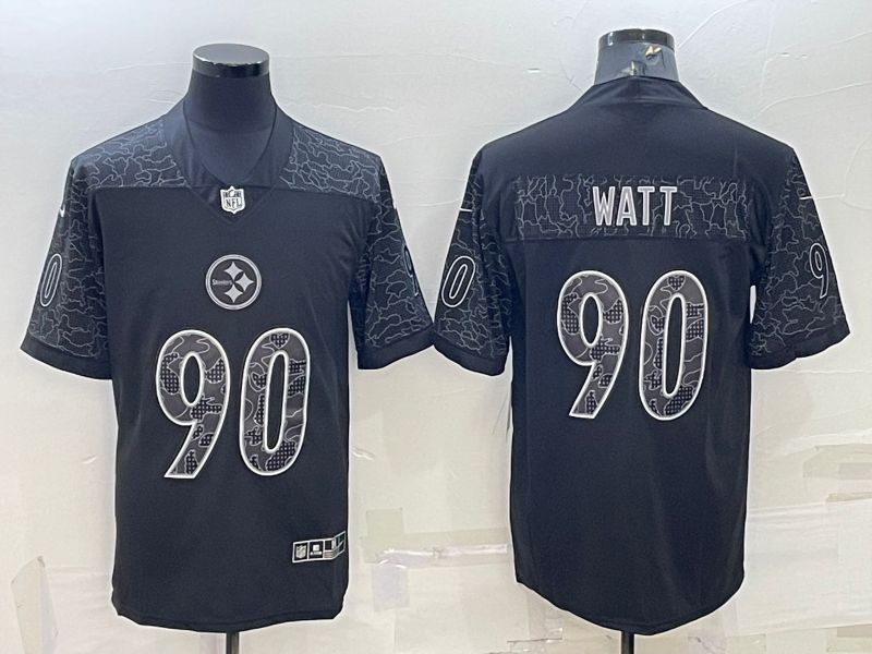 Men Pittsburgh Steelers #90 Watt Black Reflector 2022 Nike Limited NFL Jersey